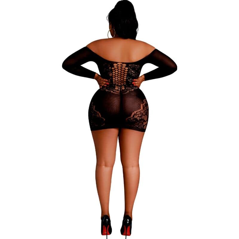 MOONLIGHT - MODEL 7 LONG SLEEVE DRESS BLACK PLUS SIZE - Image 2