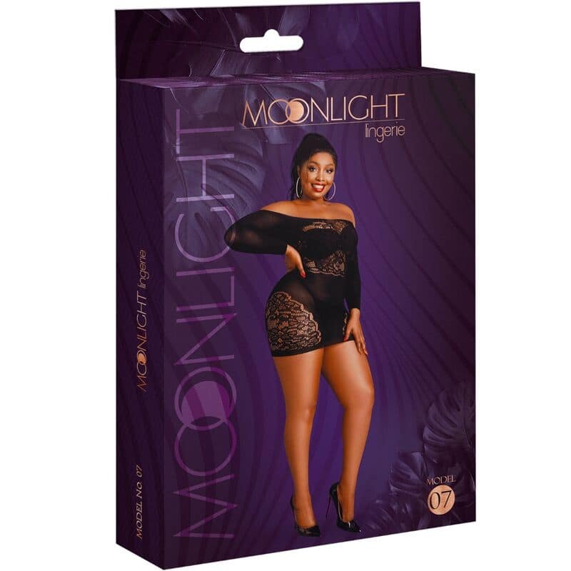 MOONLIGHT - MODEL 7 LONG SLEEVE DRESS BLACK PLUS SIZE - Image 3