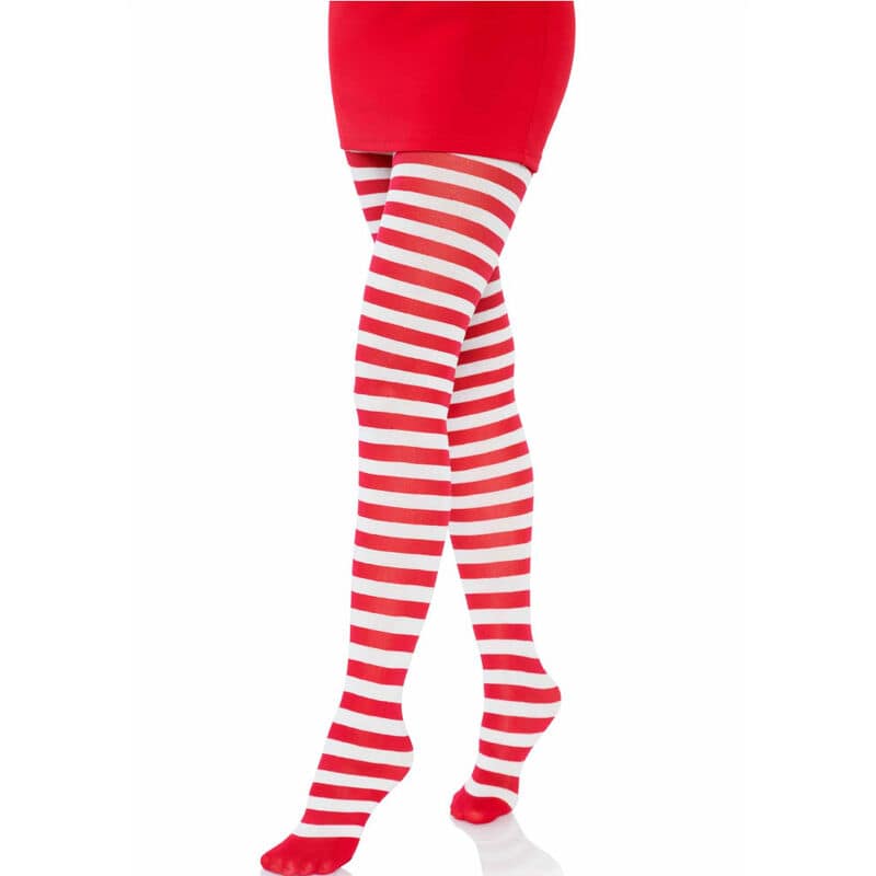 LEG AVENUE - WHITE/RED STRIPED TIGHTS - Image 2