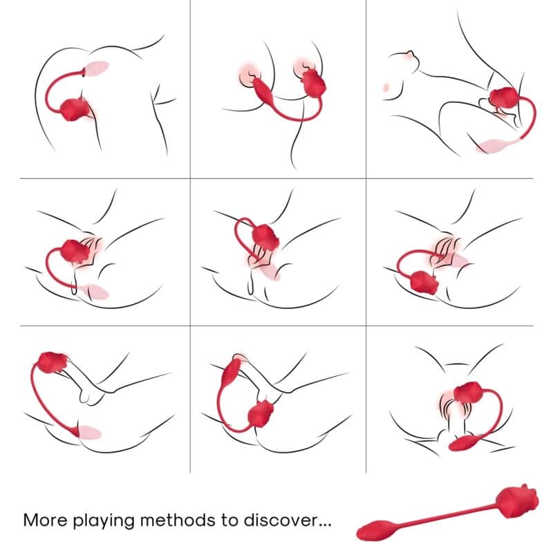 ARMONY - ROSE 2 IN 1 SUCTION STIMULATOR  VIBRATOR 10 MODES WITH RED TAIL - Image 2