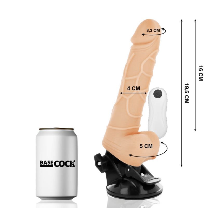 BASECOCK - VIBRADOR REALÍSTICO CONTROL REMOTO NATURAL CON TESTÍCULOS 19.5 CM -O- 4 CM - Bild 2