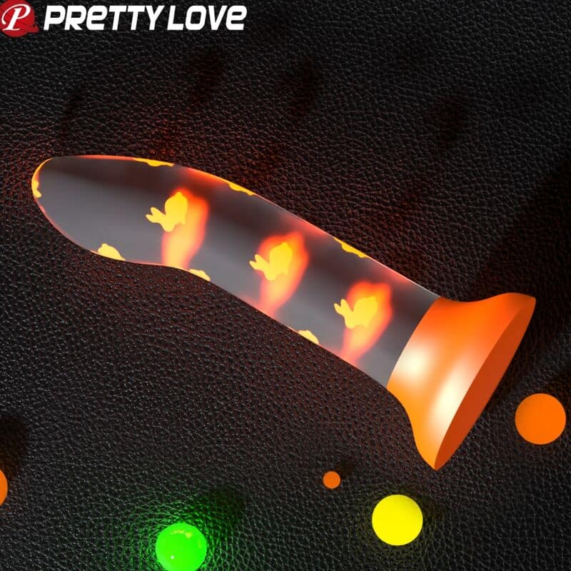 PRETTY LOVE - MAGICAL NIGHTFALL DILDO WITHOUT VIBRATION LUMINOUS ORANGE - Image 3