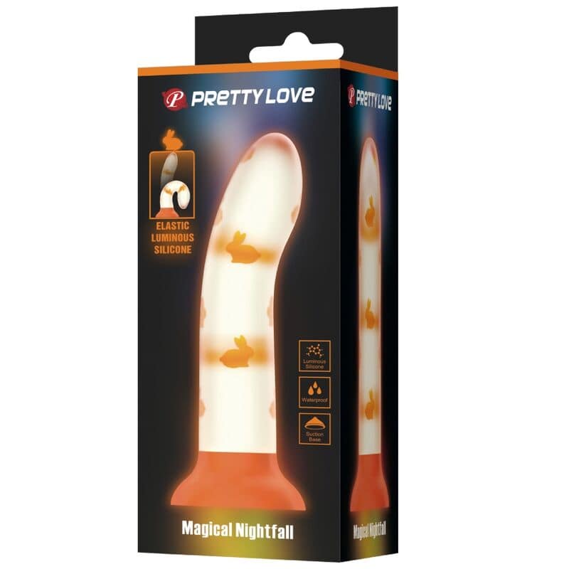 PRETTY LOVE - MAGICAL NIGHTFALL DILDO WITHOUT VIBRATION LUMINOUS ORANGE - Image 4