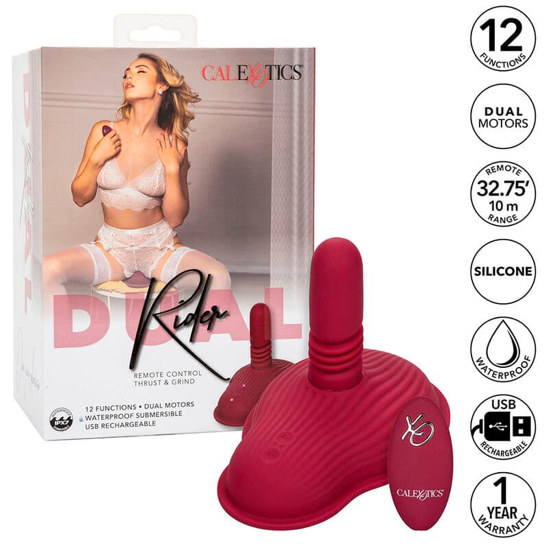 CALEXOTICS - RIDER MASSAGER DOUBLE MOTOR REMOTE CONTROL RED - Image 2