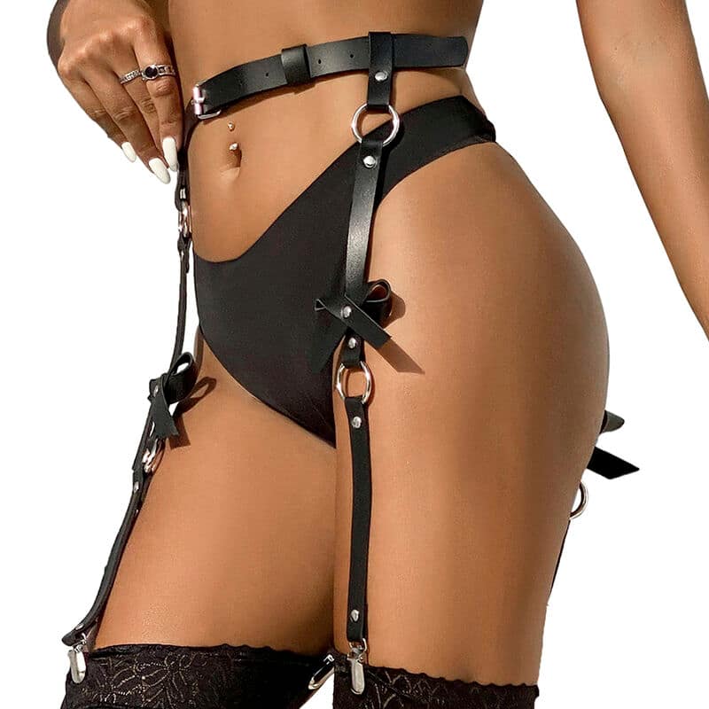 SUBBLIME - LEATHER CHAINLEG HARNESS BLACK ONE SIZE - Image 2