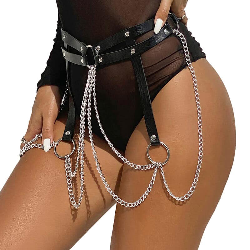 SUBBLIME - LEATHER RING CHAINBELT BLACK ONE SIZE - Image 2