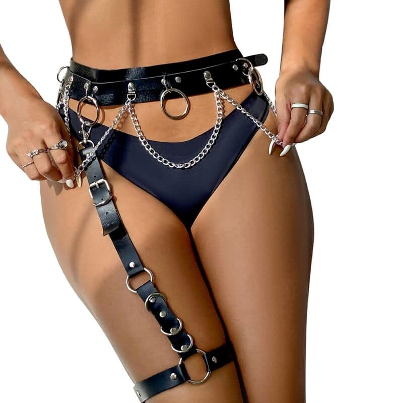 SUBBLIME - BELT AND GARTER HARNESS WITH RINGS AND CHAINDETAIL ONE SIZE - Bild 2