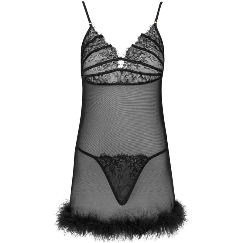 LIVCO CORSETTI FASHION - ZERUNAM SET BABYDOLL + TANGA NEGRO - Image 3