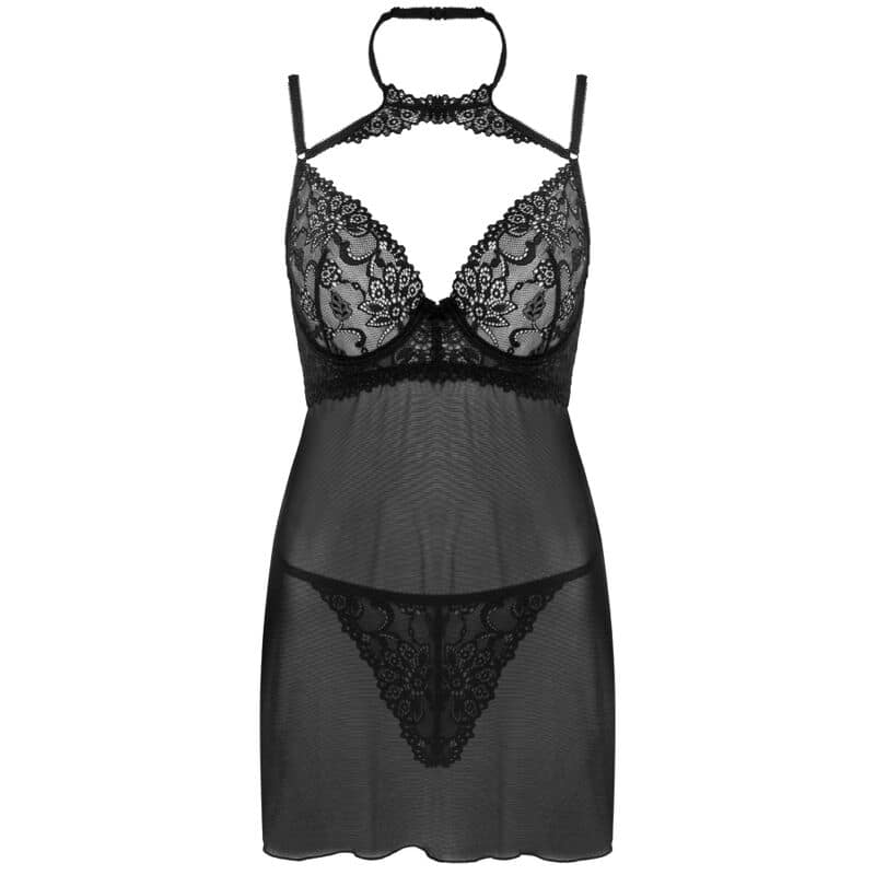 LIVCO CORSETTI FASHION - BINELLA SET BABYDOLL + TANGA NEGRO - Image 3