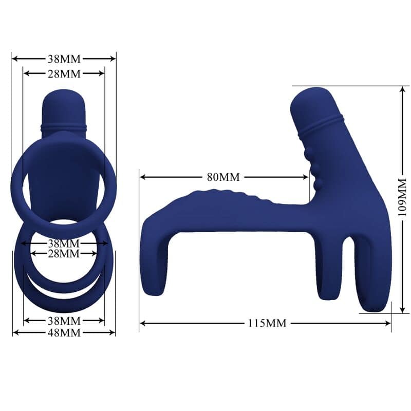 PRETTY LOVE - ELISH VIBRATING RING WITH EXTENSION BLUE - Image 4