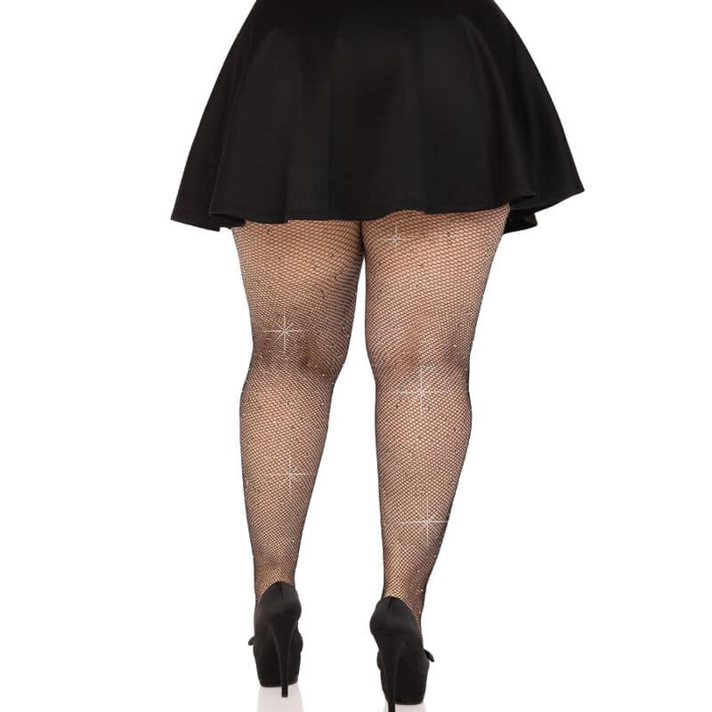 LEG AVENUE - MEDIAS REJILLA CRISTALIZADA NEGRO PLUS SIZE - Image 2