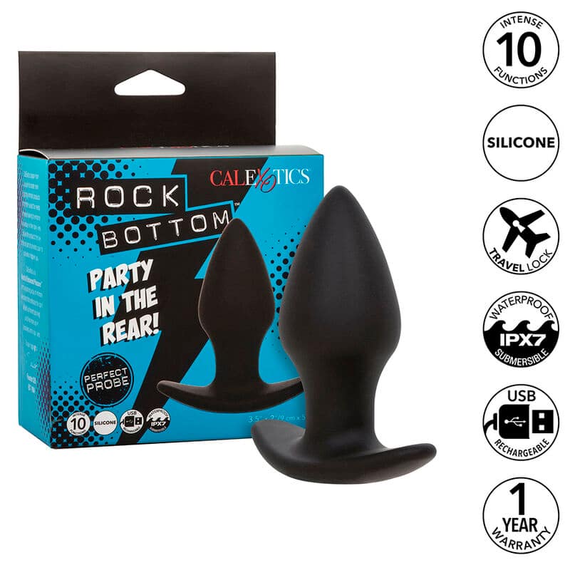 CALEXOTICS - ROCK BOTTOM PERFECT ANALPLUGG 10 VIBRATIONER SILIKON SVART