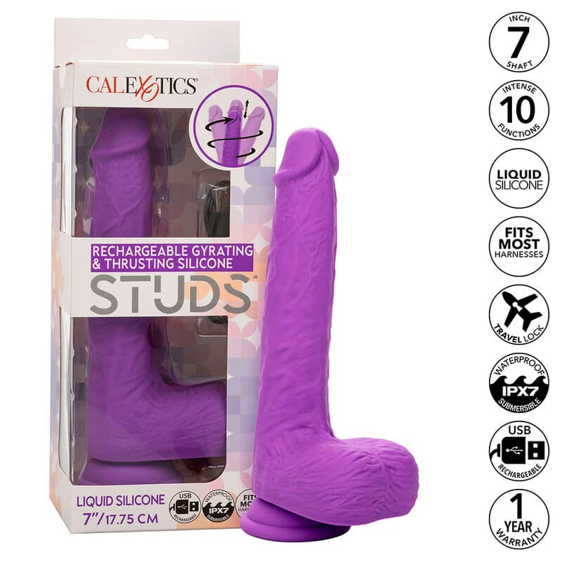 CALEXOTICS - STUDS UPPLADDNINGSBAR OCH ROTERANDE VIBRATOR 10 VIBRATIONER LILA