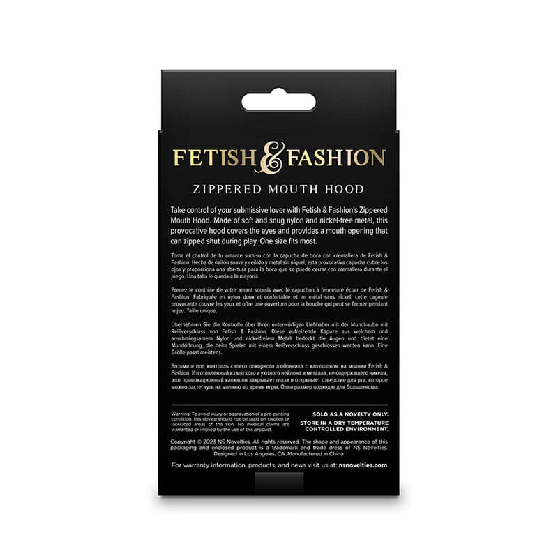 NS NOVELTIES - FETISH  FASHION CLOSED ZIPPERED MOUTH HOOD NYLON BLACK - Image 3