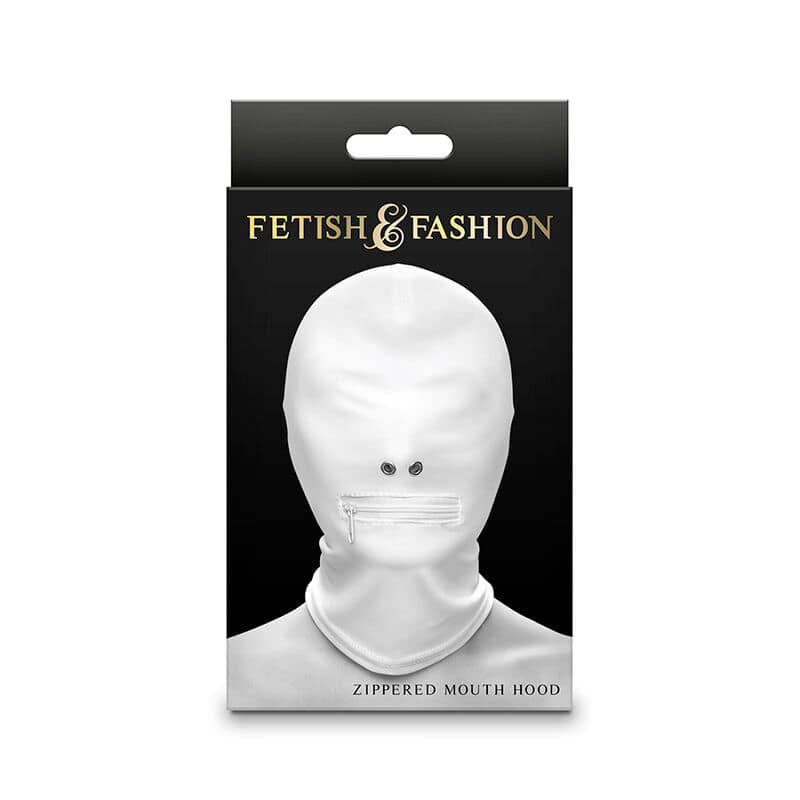 NS NOVELTIES - FETISH  FASHION CLOSED ZIPPERED MOUTH HOOD NYLON WHITE - Image 2