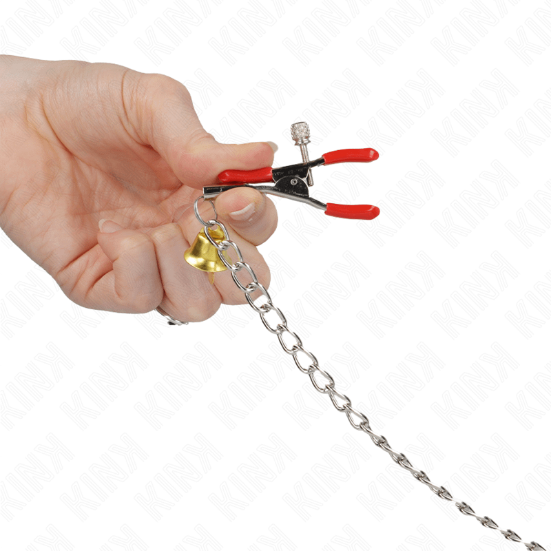 KINK - BELL TRIPLE NIPPLE AND CLIT CLAMPS RED WITH CHAIN 30 CM - Bild 3