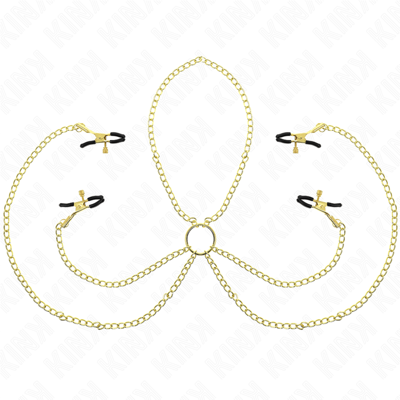 KINK - 4 KLITORIS- OCH BRÖSTVÅRTSKLÄMMOR JUSTERBARA GULD