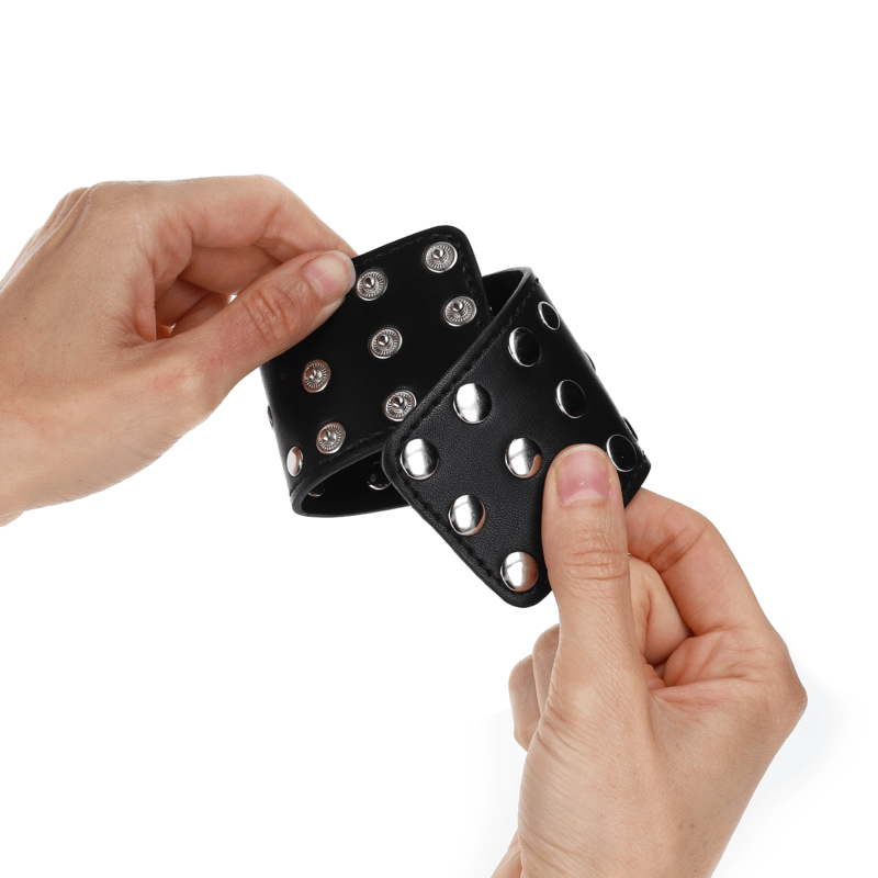 KINK - WRIST RESTRAINTS WITH SNAP FASTEN FULL OF RIVETS BLACK ADJUSTABLE 19-24 CM X 5.5 CM - Bild 2