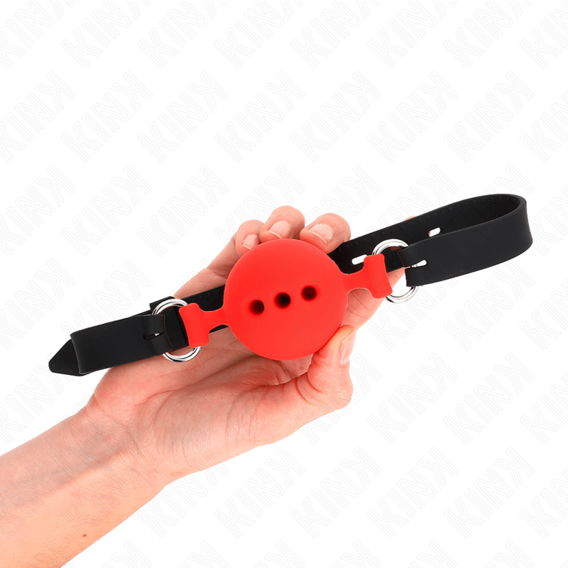 KINK - FULL SILICONE GAG 55 x 2 CM WITH 5 CM BALL SIZE L RED ADJUSTABLE 35-51 CM - Image 2