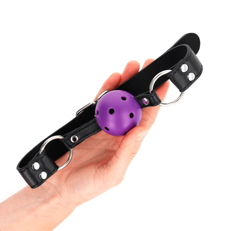 KINK - BREATHABLE BALL 4 CM GAG WITH DOUBLE RIVET PURPLE 62.5 x 2.5 CM ADJUSTABLE 42-58 CM - Bild 3