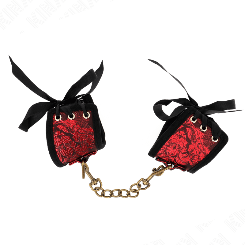 KINK - SCANDAL WRIST RESTRAINTS RED-BLACK LACE DETAILS 24.5 CM X 6.5 CM - Image 2
