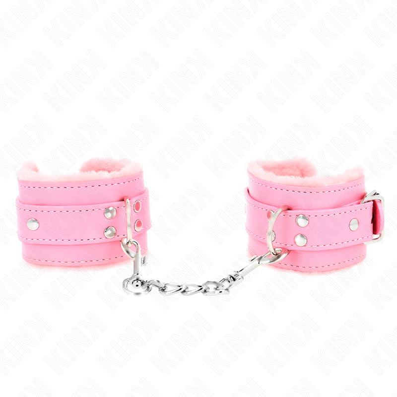 KINK - FUR LINED WRIST RESTRAINTS PINK WITH PINK BELT ADJUSTABLE 17-29 CM X 6 CM - Image 2