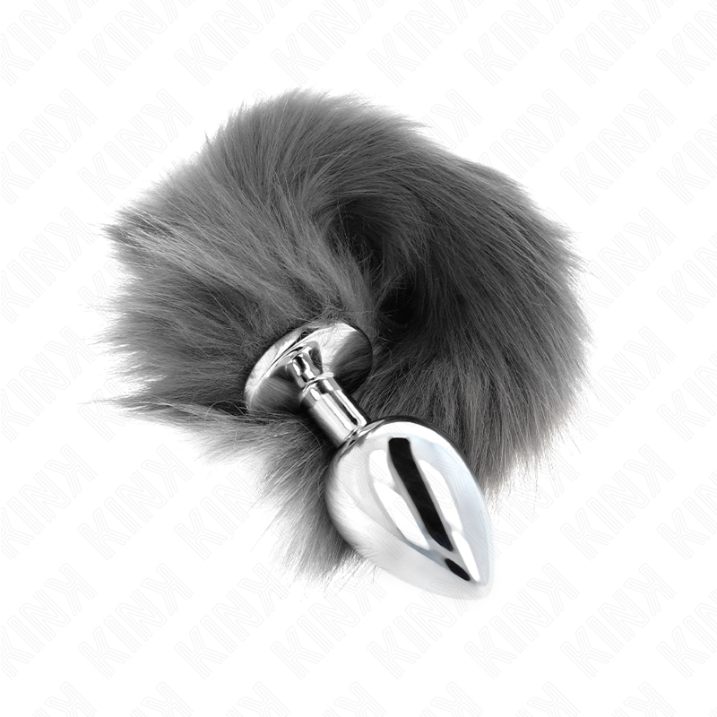 KINK - ANAL PLUG SIZE L 10 X 4 CM WITH SYNTHETIC TAIL 40 CM GREY AND WHITE - Bild 2