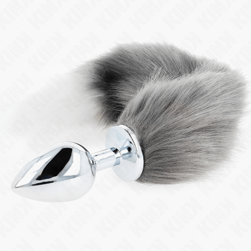 KINK - ANAL PLUG SIZE L 10 X 4 CM WITH SYNTHETIC TAIL 40 CM GREY AND WHITE - Bild 3