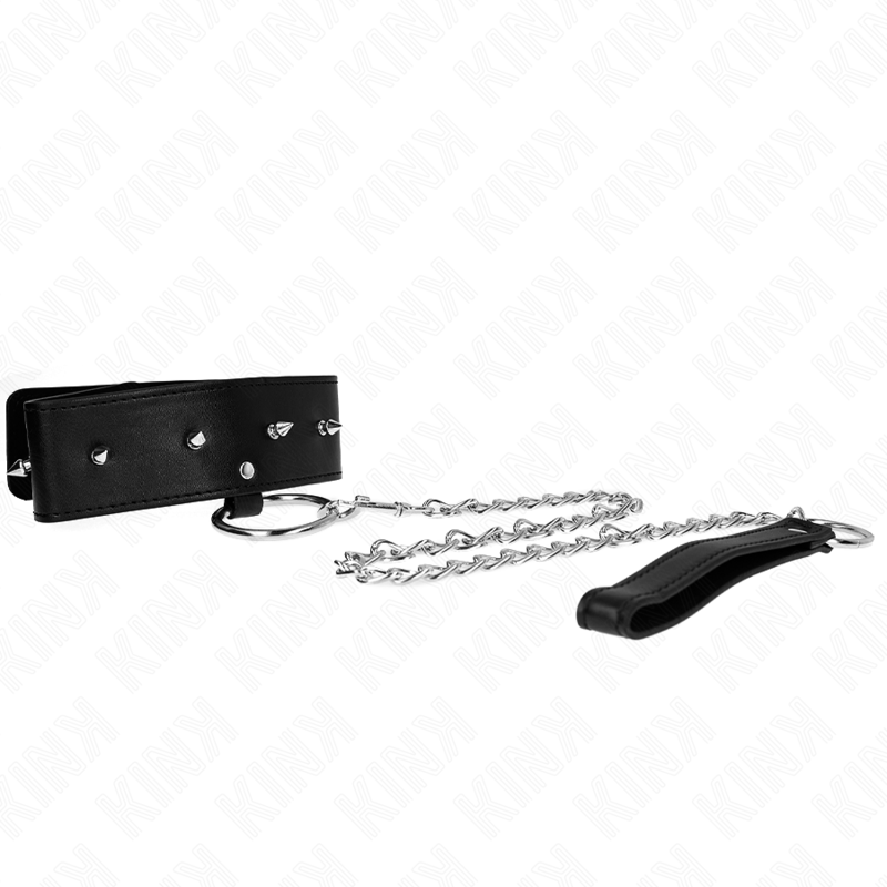 KINK - NECKLACE 65 CM WITH LEASH WITH SILVER STUDS MODEL 2 ADJUSTABLE 36-43 CM X 5 CM - Bild 2