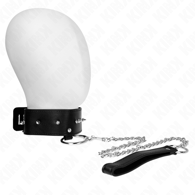 KINK - HALSBAND 65 CM MED KOPPEL MED SILVERKNOPPAR MODELL 2 JUSTERBART 36-43 CM X 5 CM