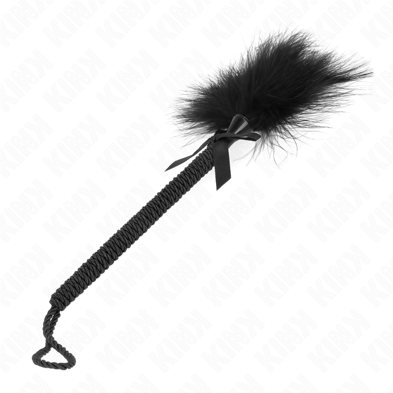 KINK - NYLON ROPE WAND WITH TICKLE FEATHERS AND BLACK BOW 25 CM - Image 2