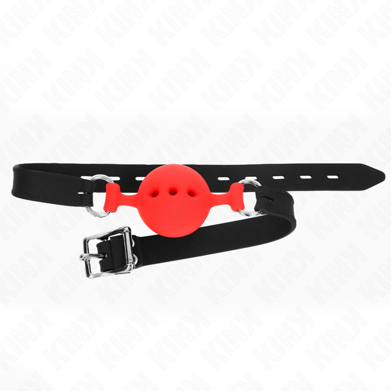 KINK - FULL SILICONE GAG 55 x 2 CM WITH 4.5 CM BALL SIZE M RED ADJUSTABLE 35-51 CM - Image 3