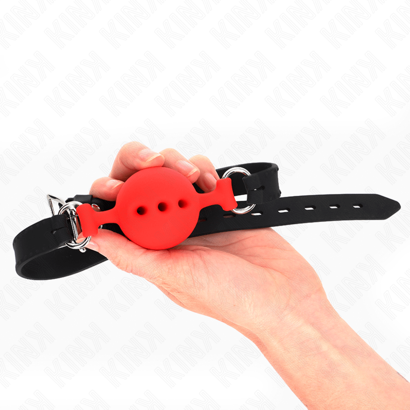 KINK - FULL SILICONE GAG 55 x 2 CM WITH 4.5 CM BALL SIZE M RED ADJUSTABLE 35-51 CM - Image 2