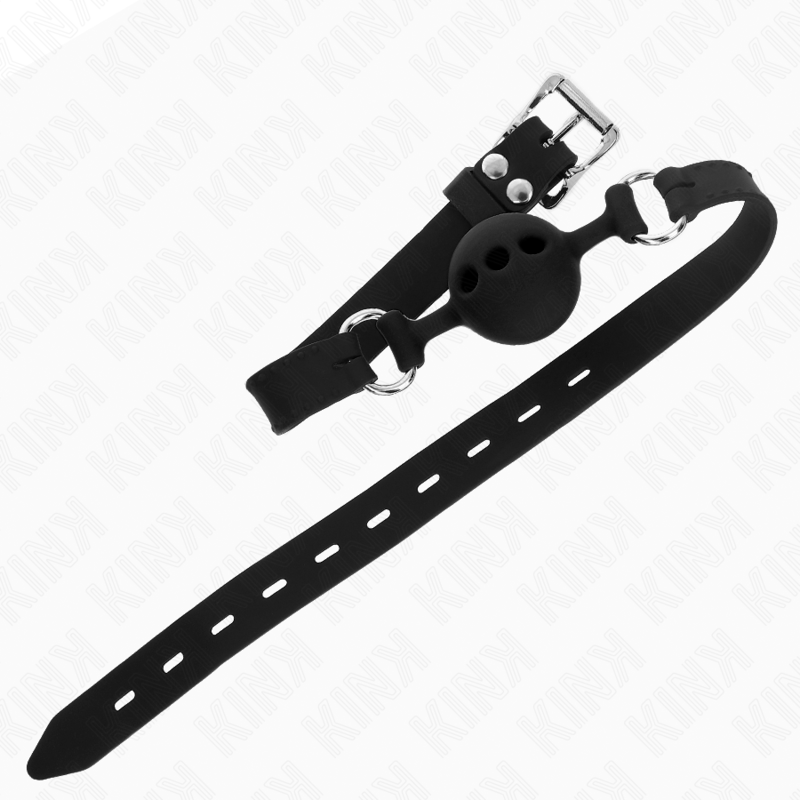 KINK - FULL SILICONE GAG 55 x 2 CM WITH 4 CM BALL SIZE S BLACK ADJUSTABLE 35-51 CM - Image 3