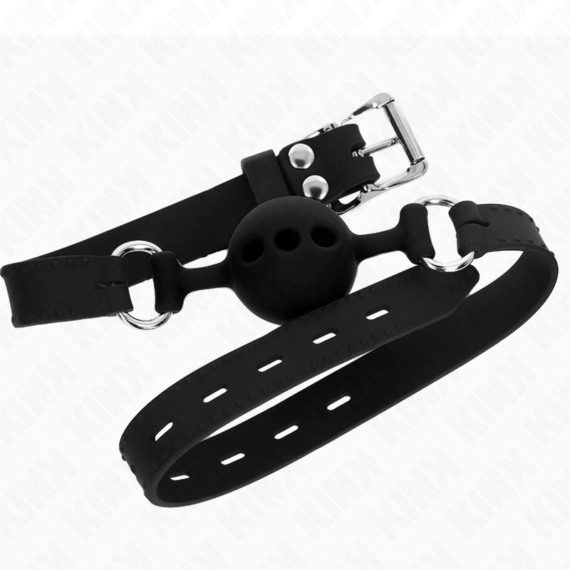 KINK - FULL SILICONE GAG 55 x 2 CM WITH 4 CM BALL SIZE S BLACK ADJUSTABLE 35-51 CM - Image 2