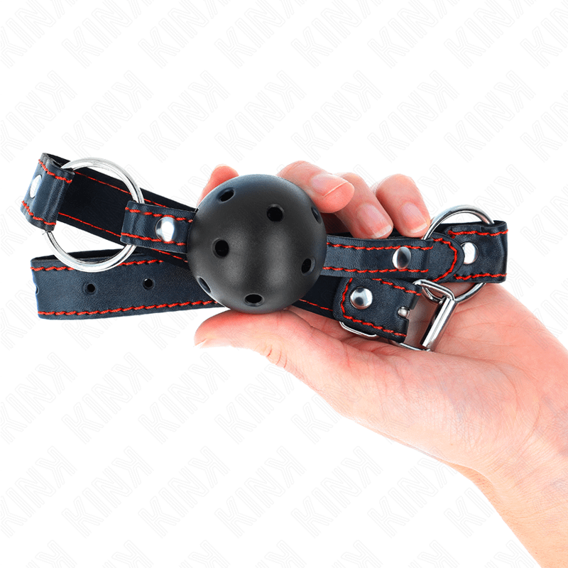 KINK - HOLLOW HARD BLACK BALL GAG MODEL 2 65 x 2.5 CM - Image 3