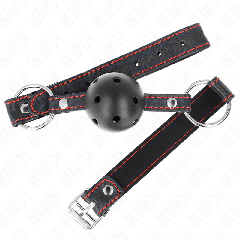 KINK - HOLLOW HARD BLACK BALL GAG MODEL 2 65 x 2.5 CM - Image 2