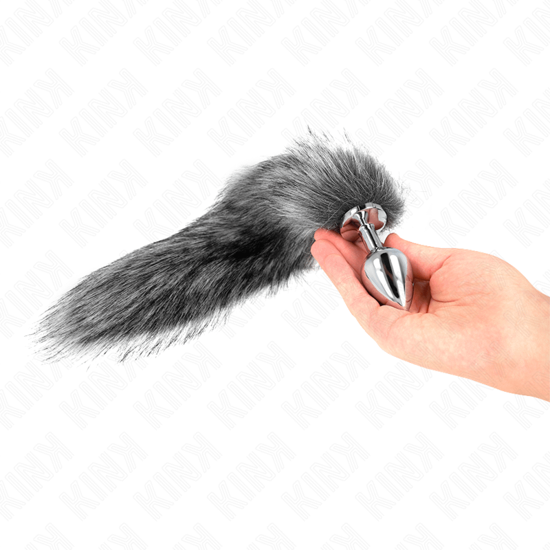 KINK - ANAL PLUG SIZE M 8 X 3.5 CM WITH SYNTHETIC TAIL 40 CM GREY - Image 3