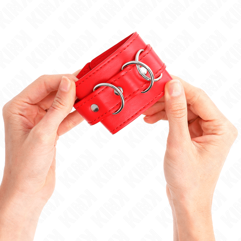 KINK - 3 D-RING WRIST RESTRAINTS ADJUSTABLE RED 17.5-25 CM X 6 CM - Bild 3