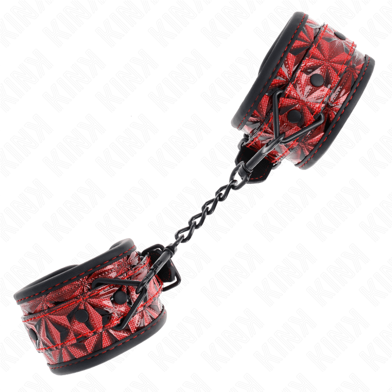 KINK - DIAMOND PATTERN WRIST RESTRAINTS DARK RED ADJUSTABLE 17-26 CM X 5.5 CM - Bild 2