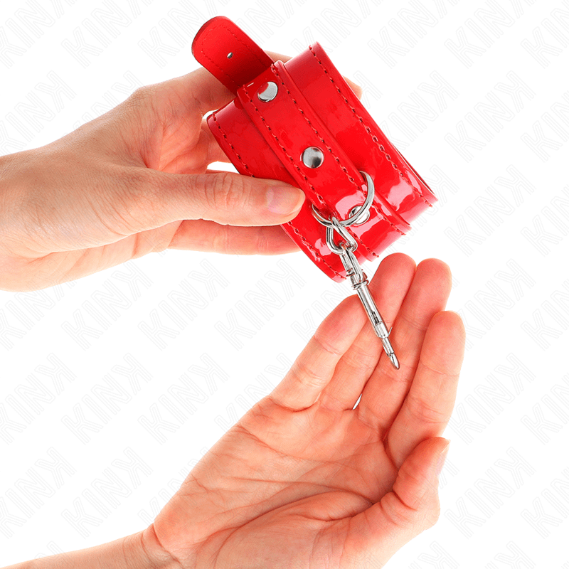 KINK - SHINY HAND CUFFS RED ADJUSTABLE 23-33 CM - Image 3