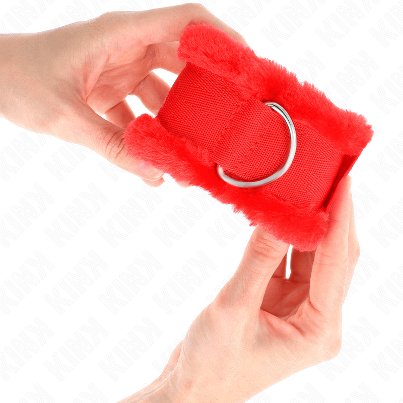 KINK - FURRY LINED WRIST RESTRAINTS RED ADJUSTABLE 17-31 CM X 7 CM - Bild 3