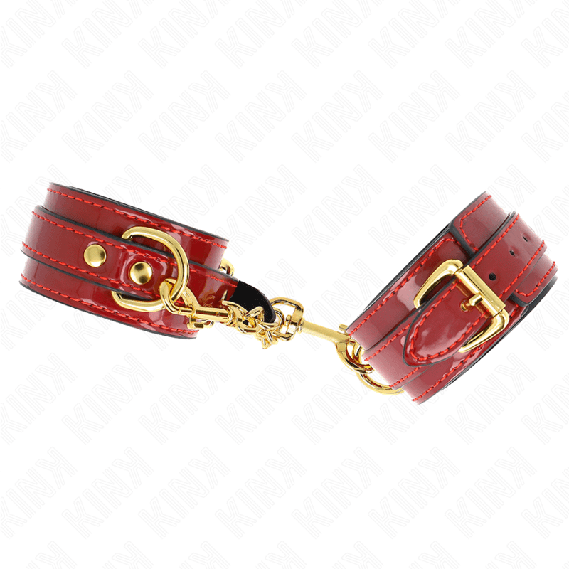 KINK - JOANNA ANGEL WRIST CUFFS RED ADJUSTABLE WITH GOLD CHAIN 16.5-26 CM X 4 CM - Bild 2