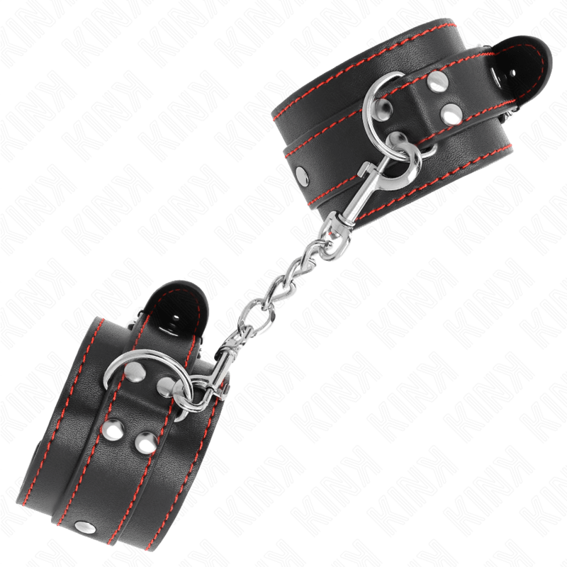 KINK - WRIST RESTRAINTS BLACK WITH RED LINING ADJUSTABLE 20-28 CM X 5.5 CM - Image 2