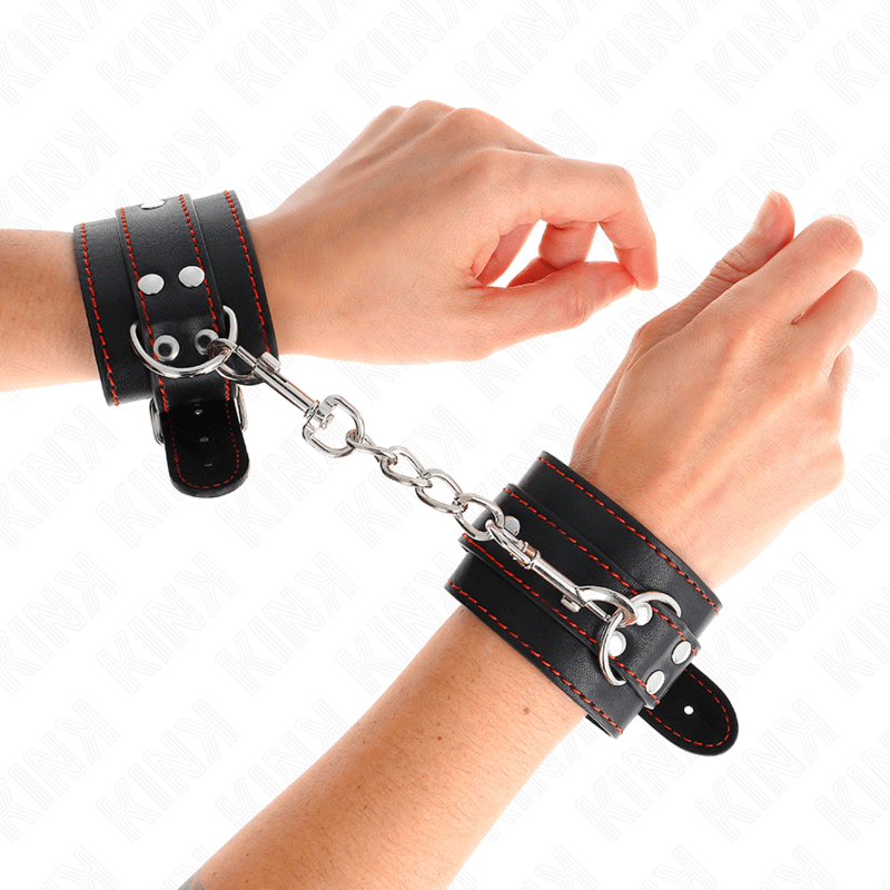 KINK - WRIST RESTRAINTS BLACK WITH RED LINING ADJUSTABLE 20-28 CM X 5.5 CM - Image 3