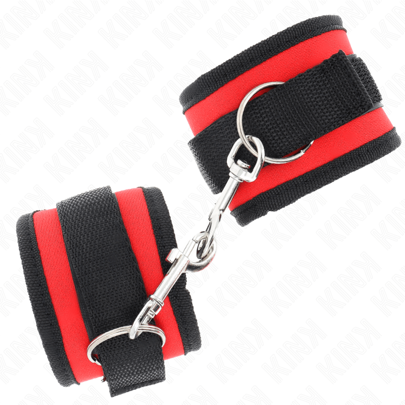 KINK - NYLON BIND HOOKLOOP WRIST RESTRAINTS RED-BLACK MODEL 2 ADJUSTABLE 18-35 CM X 6 CM - Bild 2