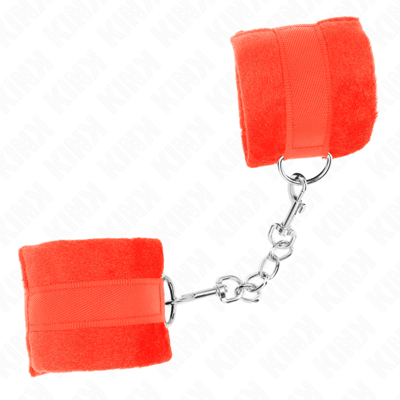 KINK - BEGINNER FUR HAND CUFFS RED 30 X 7 CM - Image 2