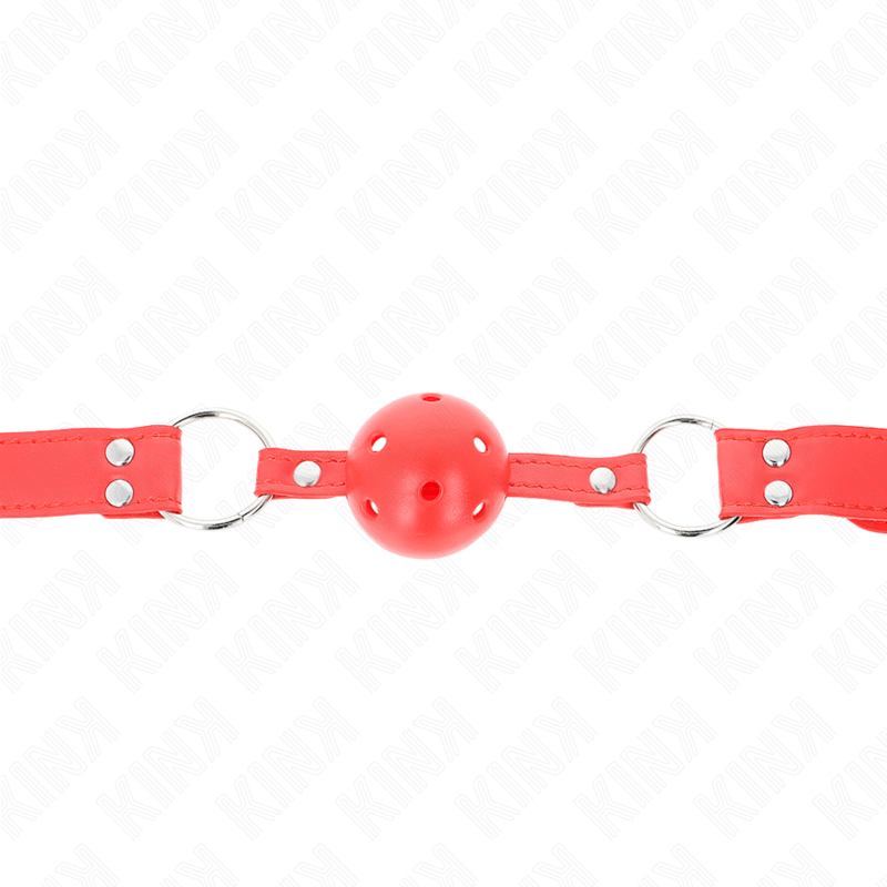 KINK - COMPLETE RED HOLLOW HARD BALL GAG 62 x 2 CM - Bild 3