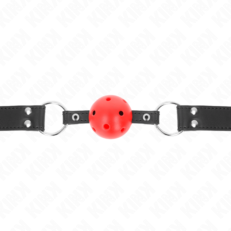 KINK - BREATHABLE BALL 4 CM GAG WITH DOUBLE RIVET LEATHER 62.5 x 2.5 CM ADJUSTABLE 42-58 CM - Bild 3