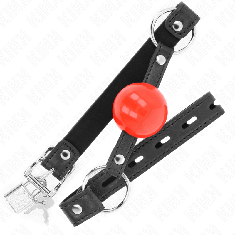 KINK - BALL 4 CM GAG WITH LOCK RED BALL BLACK STRAP 60 x 2 CM - Bild 2